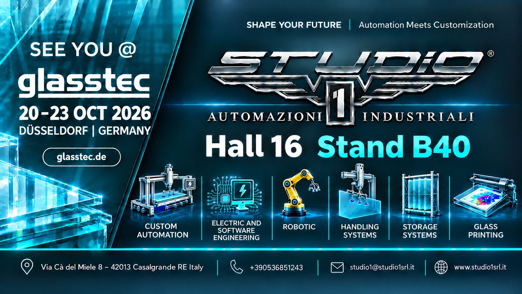 Studio 1 glasstec 2026 Hall 16 Stand B40